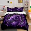 "Majestic Purple Dragon Fantasy Decor" Exquisite three-piece bedding set gift for kids and adults