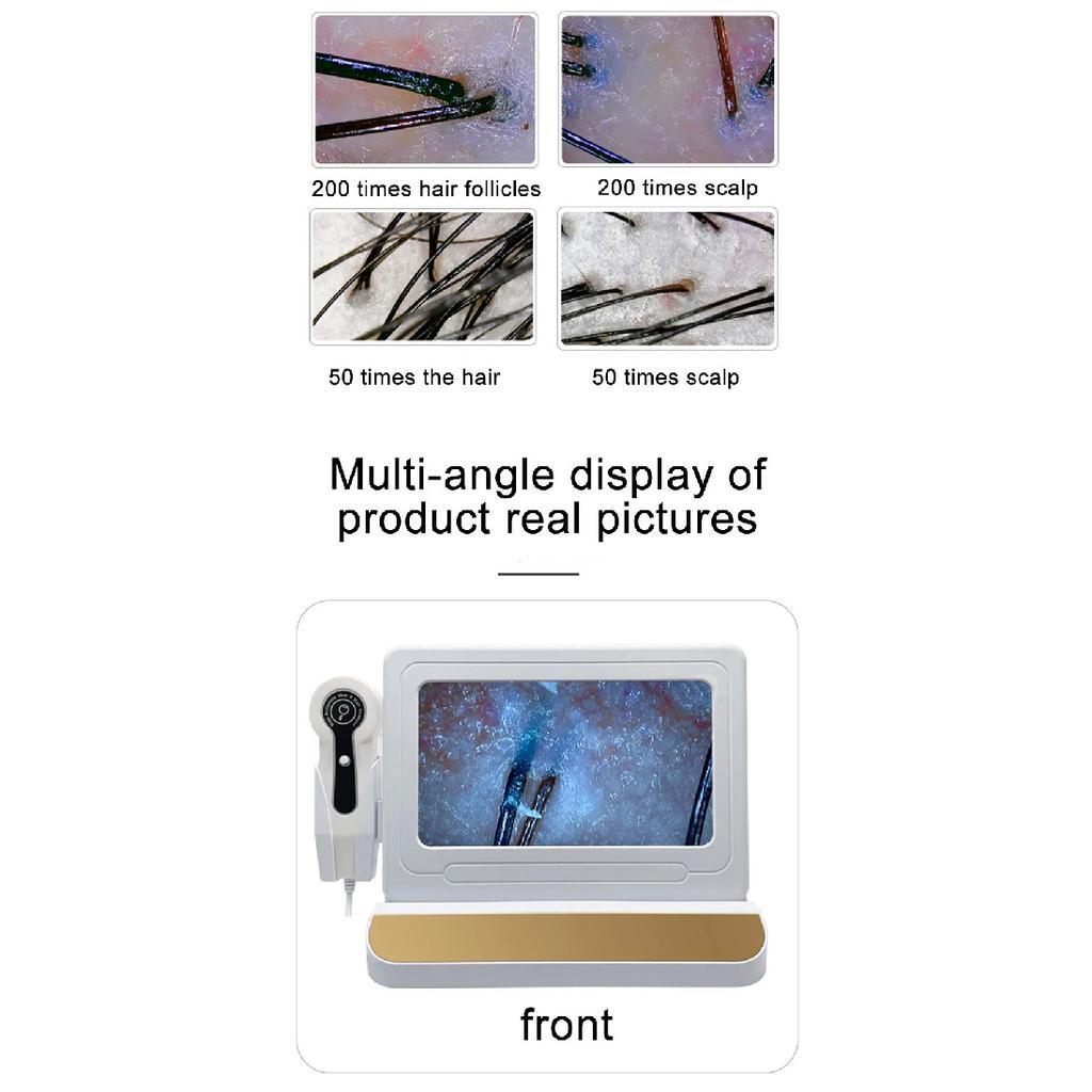 10 Inch LCD Scalp Detector Digital Hair Skin Analyzer Microscope for Hair Follicle Testing and Skin Analysis Magnifier 50/200X