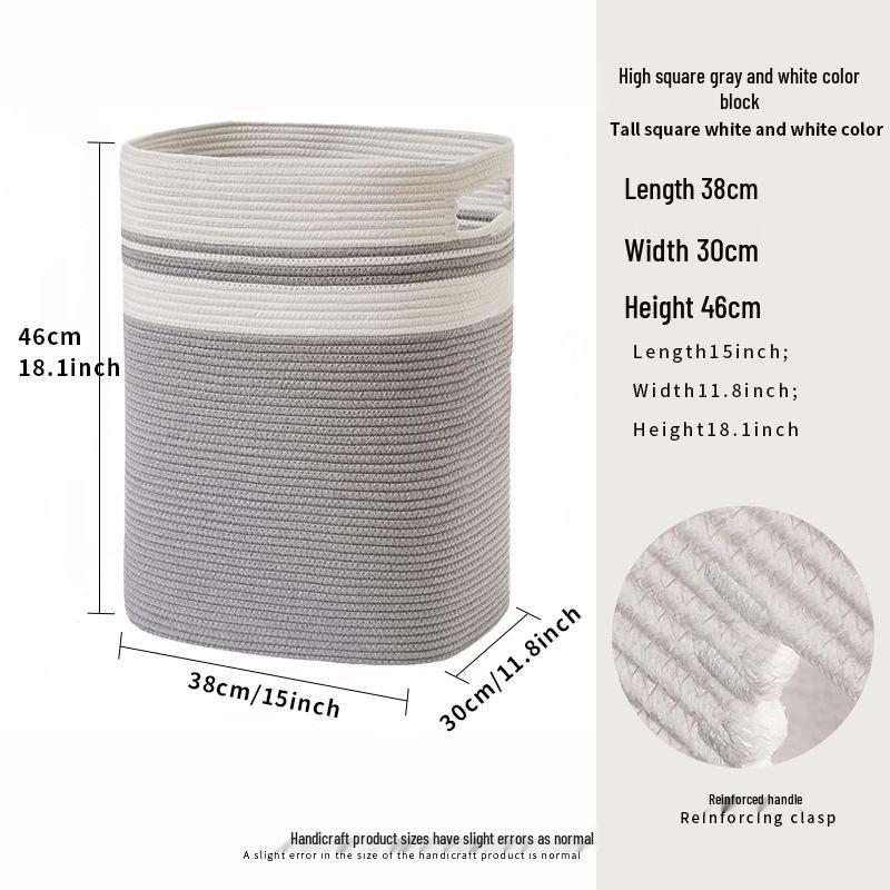 Large Capacity Woven Cotton Laundry Hamper and Storage Basket
