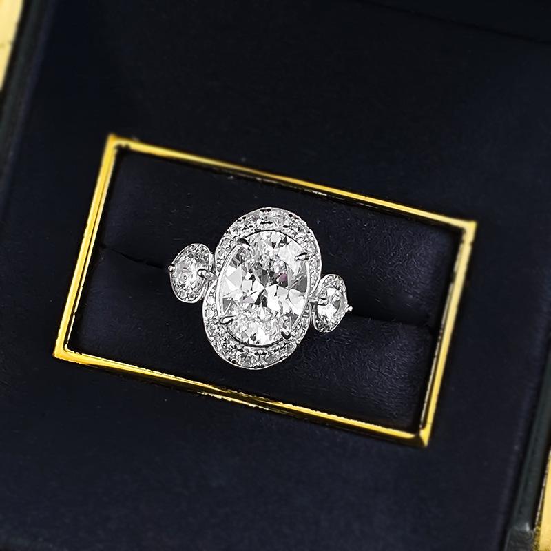 Luxury S925 Silver Oval Simulated Diamond Ring (8x11mm) - European & American Wedding Jewelry