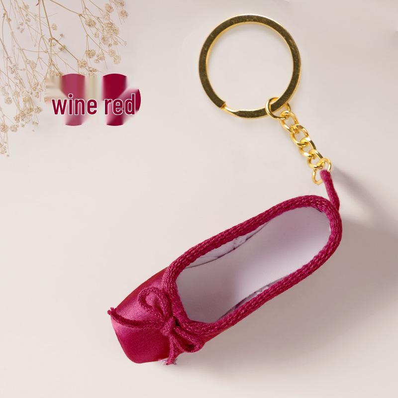 Ballettschuh-Anhänger: Handgefertigter Satin-Spitzschuh-Anhänger Schlüsselanhänger