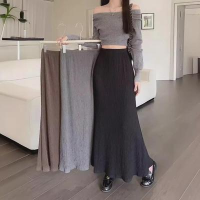 2024 Frühling Damen Französisch Retro Hohe Taille Plissee Fischschwanzrock