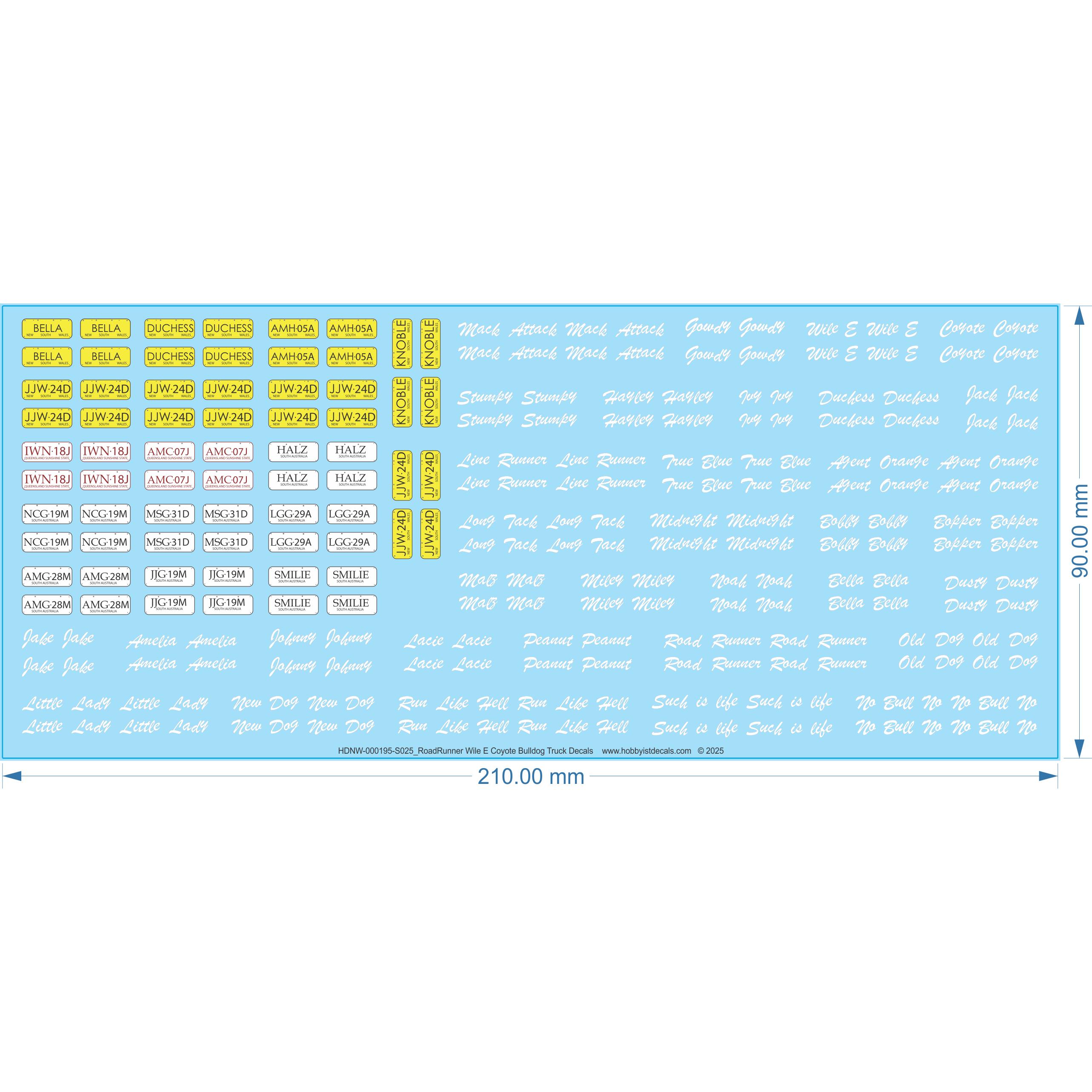 RoadRunner Wile E Coyote Bulldog Truck Decals - 1/25 - Water Decal