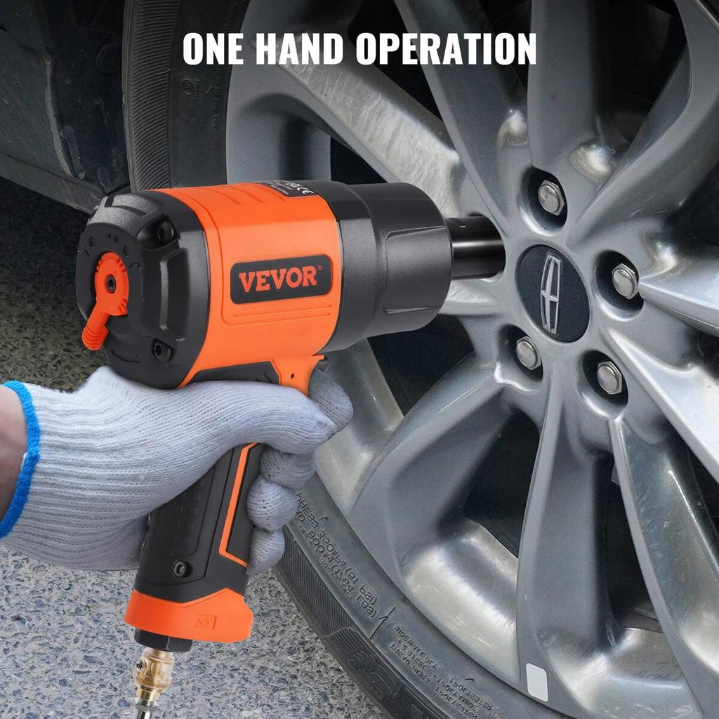 1/2-Inch Air Impact Wrench, High Torque Up To 1400 Ft-lbs, Lightweight 4.6 Lb Design Pneumatic Impact Gun with 11-PCS 1/2-Inch Drive CR-V Steel Impact