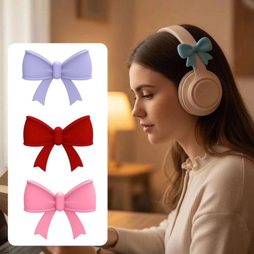 2PCS Bow Shape Headset Attachment 3D Earphone Charms Universal Headphone Accessories Girls