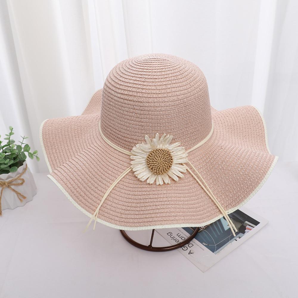 Wide Brim Bohemian Straw Hat Spring Summer Women's Sun Hat Trendy Folding Straw Hats  Vacation
