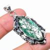Green Rutile Gemstone Handmade 925 Sterling Silver Jewelry Pendant 2.21" s5O82