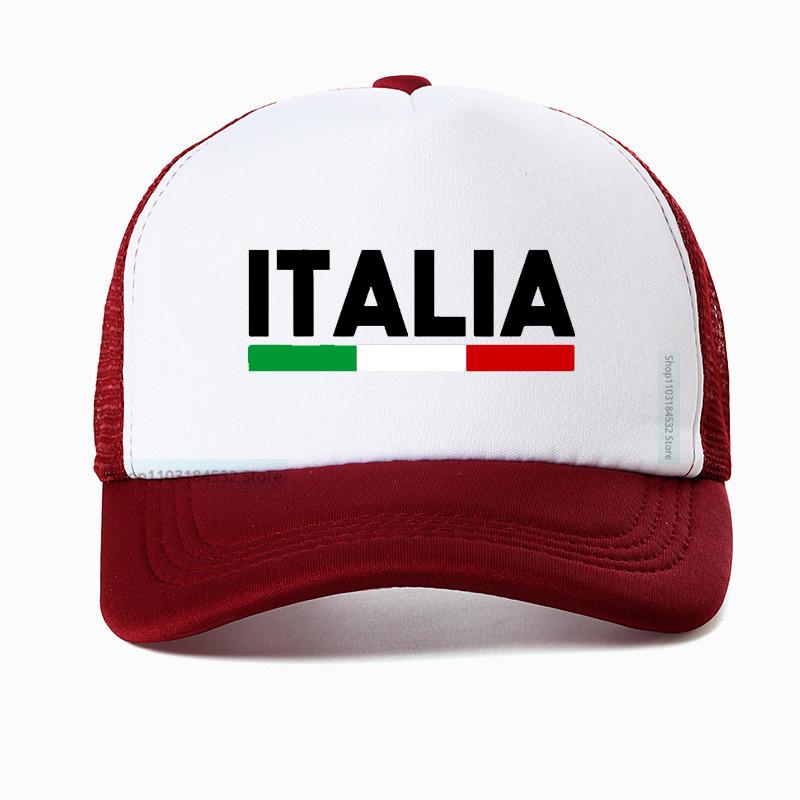 Italia Italia Bandiera Italiana Cappellino da Baseball Unisex Regolabile Snapback Classico Rete Traspirante Cappellino da Trucker Visiera da Esterno