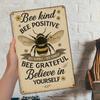 Bee Kind Metal Sign 8x12" - Vintage Inspirational Wall Art with Bee & Floral Design for Home Decor