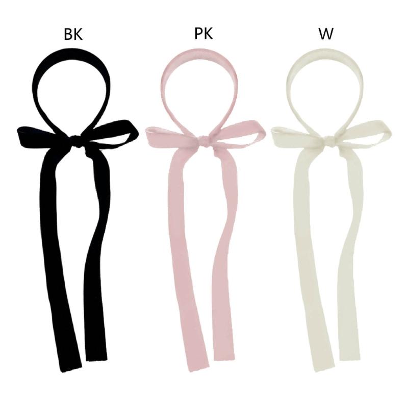 Bezel Headwear with Ribbon Tail for Girls Women Trend Hair Bands Fairy Headband DIY Hair Hoop for Fashionable Look