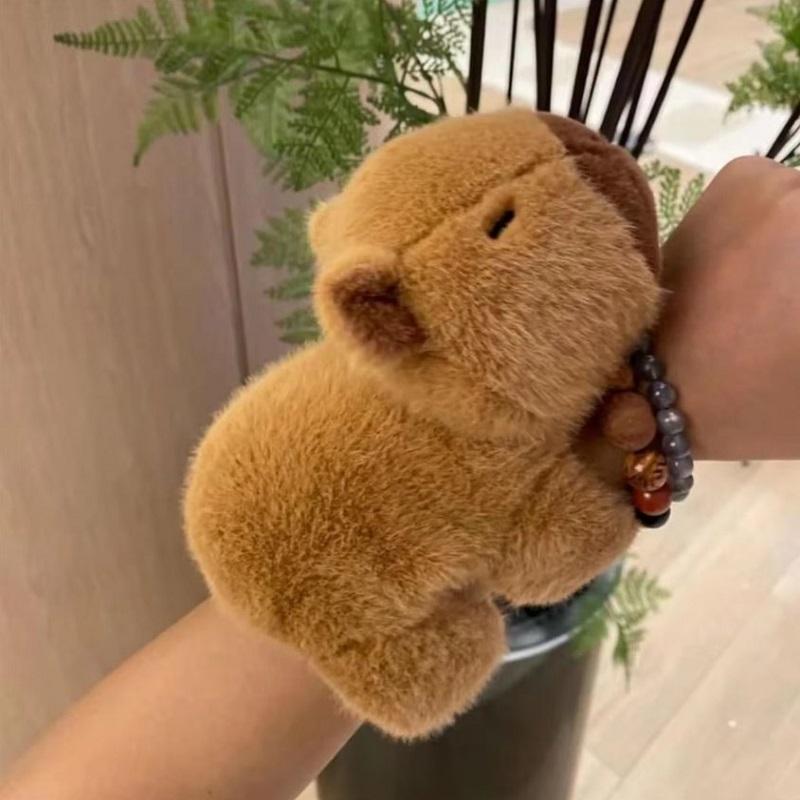 

Animal Capybara Clap Circle Toys Slap Snap Wrap Wristband Bracelet Capybara Plush Hand Ring Fun Pop Circles Children Gift