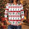 Women's Christmas Print Long Sleeve Neck Pullover Top