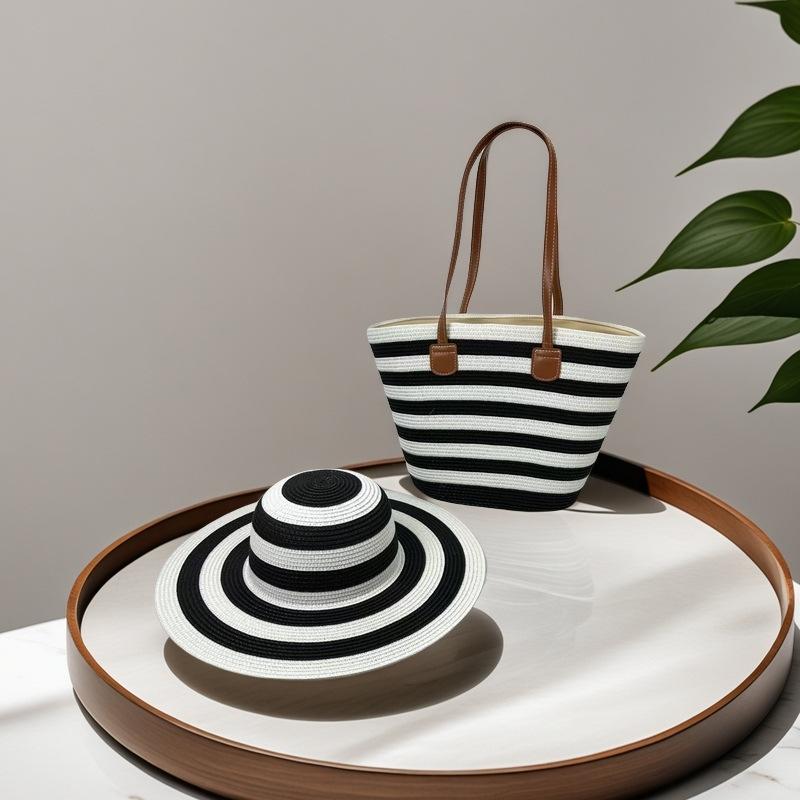 Strohtasche Reise Strandtasche Mode vielseitige Tasche Umhängetasche Stroh Rattan gewebte Tasche Frauen