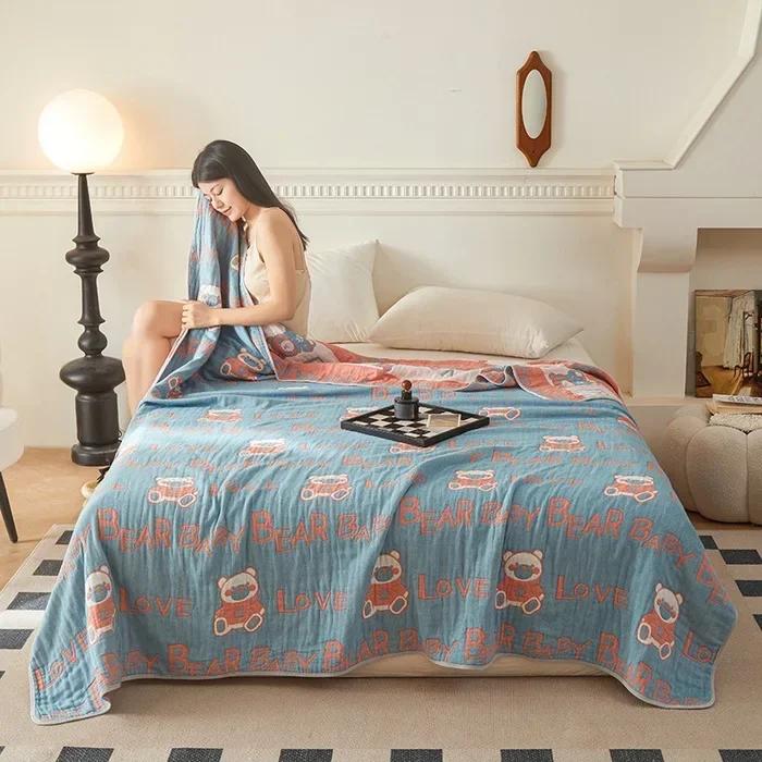 New Class A Cotton Is Not Easy To Shrink 6 Layers Gauze Blanket Towel Blanket Summer Blanket