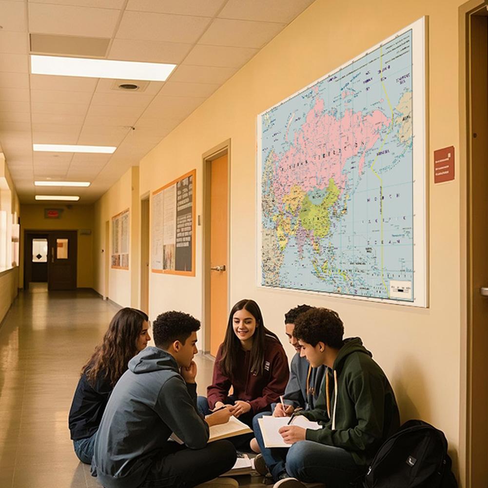 Harta Asiei, fără steaguri naționale, hartă mare, versiunea în limba engleză, hartă educațională, decor pentru biroul de acasă, rechizite didactice școlare
