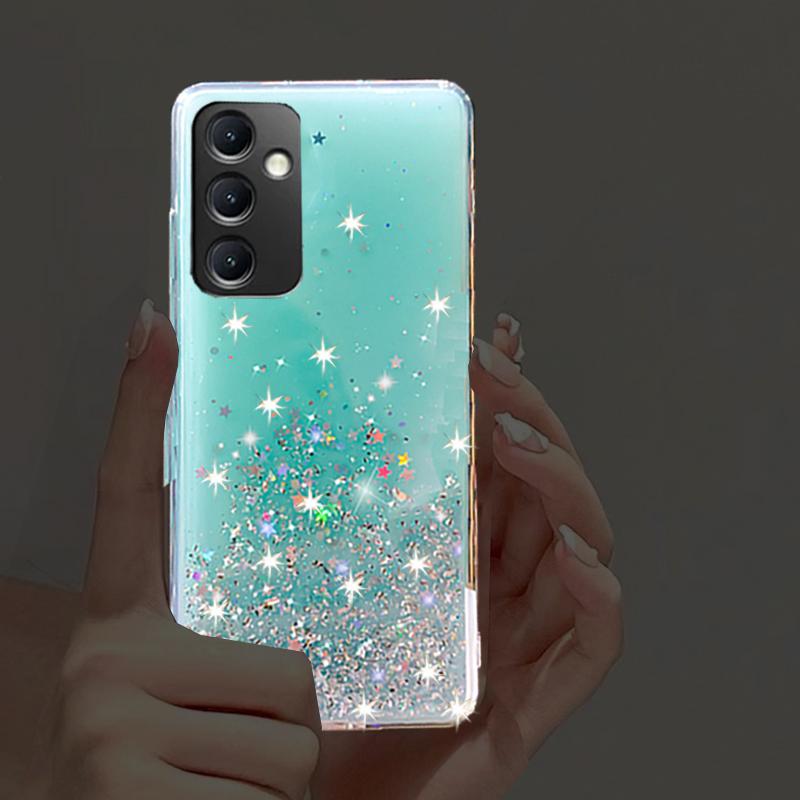 Candy Color Glitter Soft Sequins Stars Case For Samsung Galaxy A05 A05S A25 A04S A14 A24 A34 A54 M14 M34 M53 5G 4G S21 S22 S23 Ultra PLus FE Cover