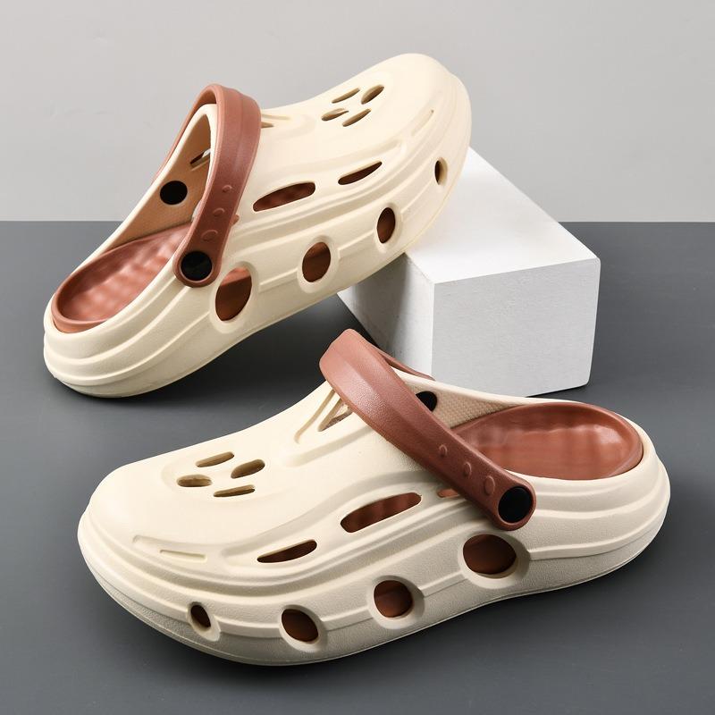 Thick-soled hole shoes men's summer non-slip beach outdoor cool slippers leaking shoes men's sandals