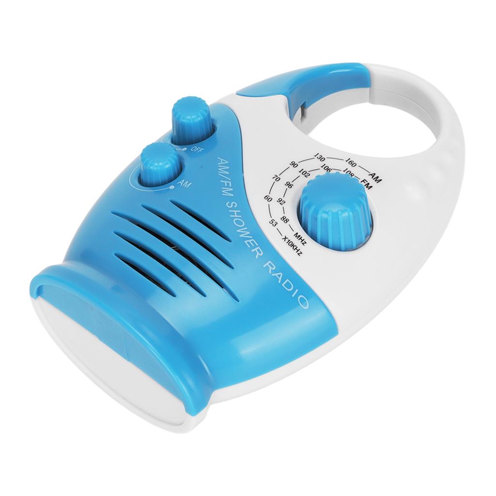 AM FM Portable Radio Portable Hook Type Waterproof Broadcast Music Shower Speaker Radio Blue