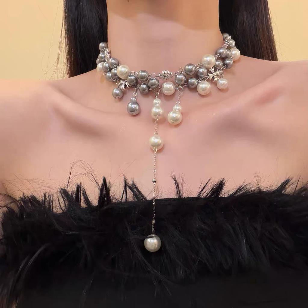 Y2K Spicy Girl Dark Star Leather Choker Necklace - Pure Desire Clavicle Chain