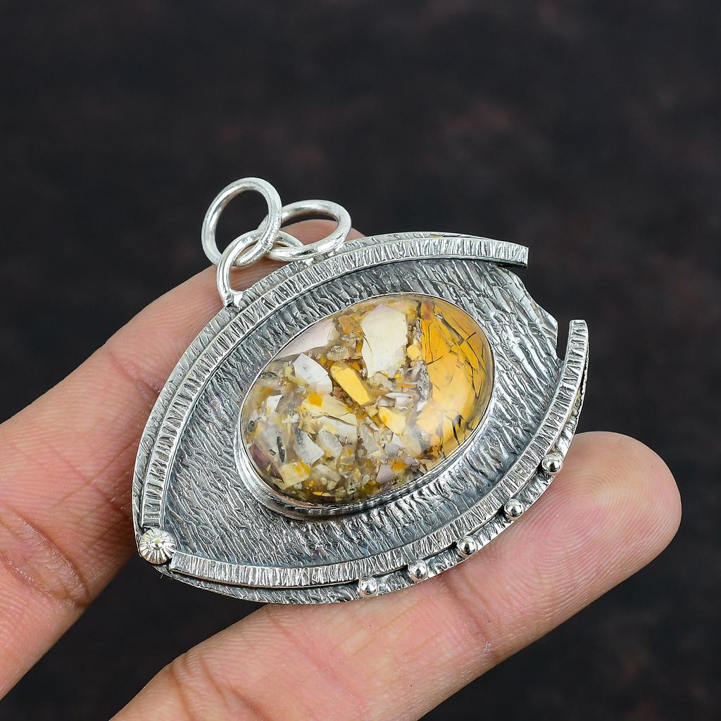 Brecciated Mookaite Pendant Handmade Real Gemstone Pendant 925 Sterling Silver Pendant Statement Pendant Birthstone Jewelry Anniversary Gift