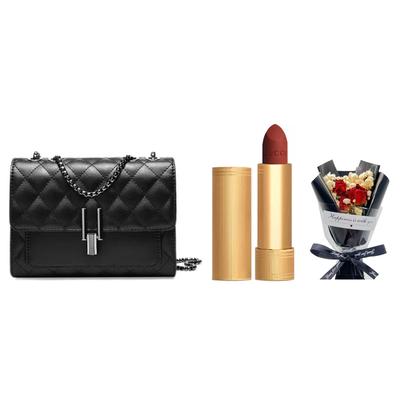 Makeup Set Qingse Matte #505 Formal Wear 3.5g + Baby's Breath Bouquet + Small Fragrant Black Check Bag, Free Qimeng Gardenia Fragrance 1.5ml