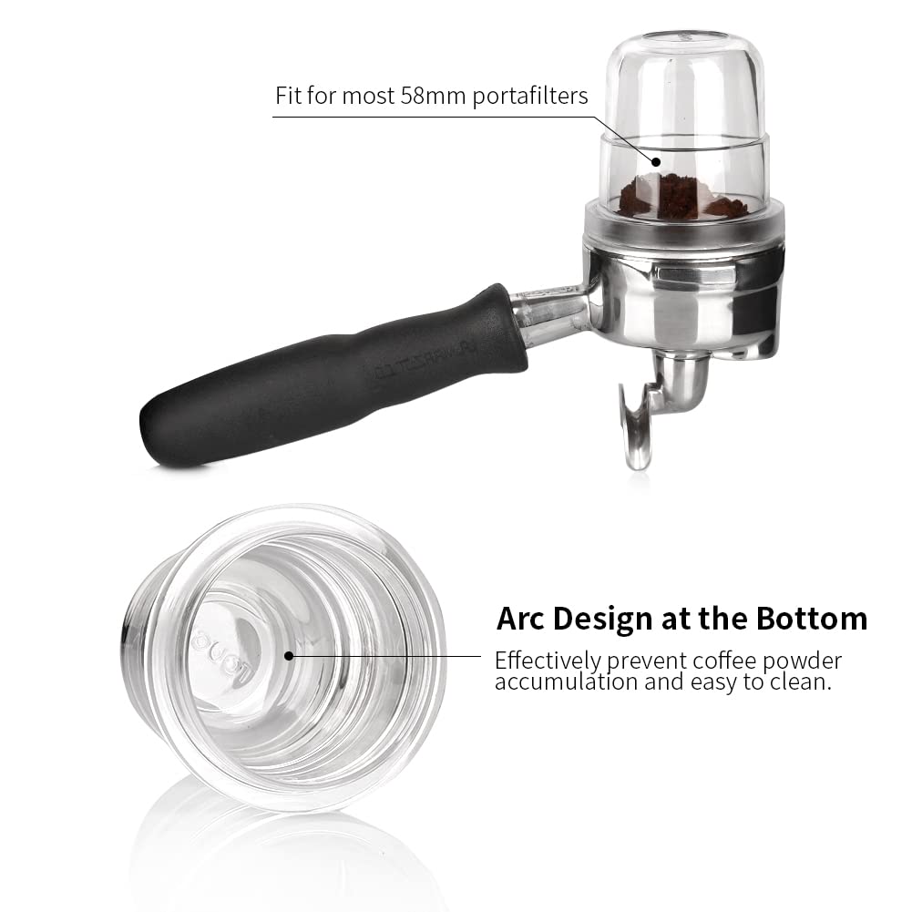 Leeseph Coffee Dosing Cup, Transparent Espresso Sniffing Mug 58mm Coffee Portafilter Dosing Cup Clear Coffee Machine Accessories