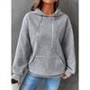 Color Block Waffle Drawstring Hoodie, Casual Long Sleeve Pocket Sweatshirt, Women's Clothing