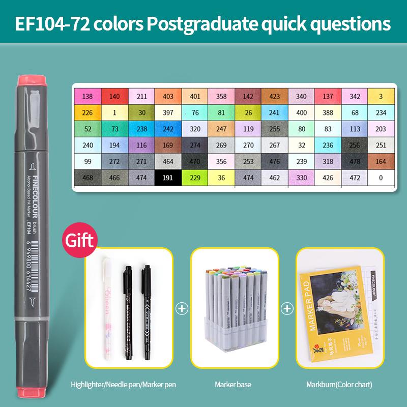 EF104 Double-Head Alcohol Marker Pens Sketch Design Marker Brush Pen Beginner Manga Graphic Drawing Art Supplies