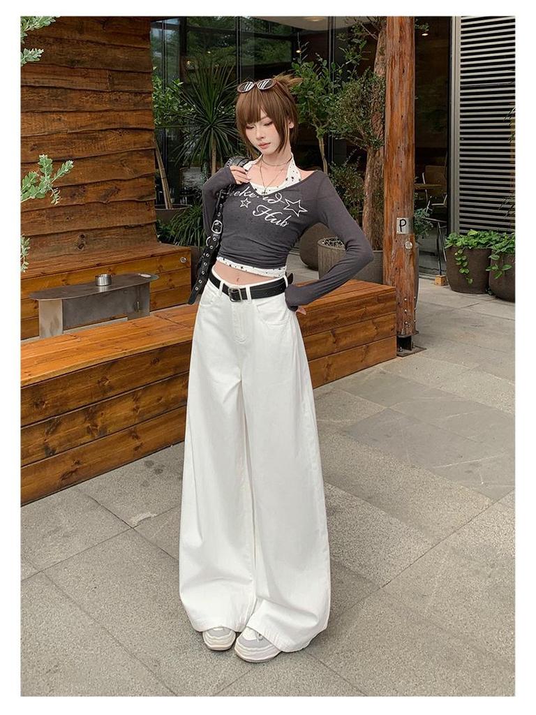 Women's High-Waisted Wide-Leg Denim Jeans - Bamboo White, Spring 2026