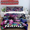 3pcs Duvet Cover Set (1*Duvet Cover + 2*Pillowcase, Without Core), Custom Name Jujutsu Kaisen Pattern Bedding Set, Home Bedroom Decor Gift