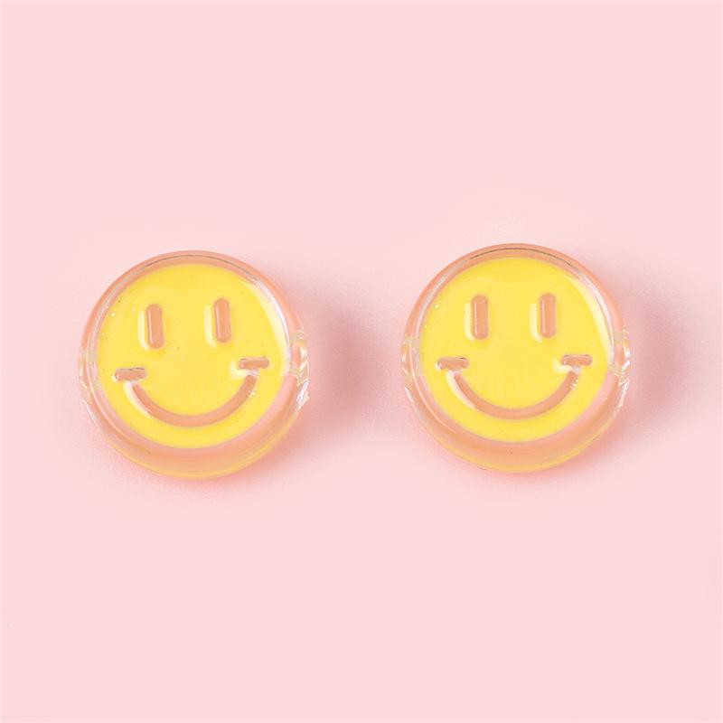 Dripping Oil Transparent Smiley Face Acrylic Beads for DIY Jewelry Accessories