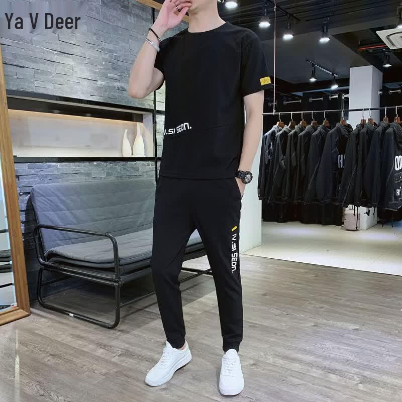 Yalu Men s Ice Silk Short Sleeve T-Shirt & Shorts Sport Set XL
