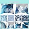 Stylish Blue Simple Pattern Pillow Cases For Sofa Car Waist Throw Cushion Cover