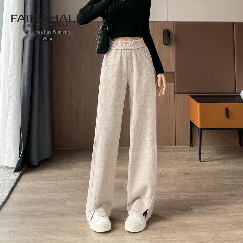 Mark Fairwhale Women's High-Waist Draped Straight-Leg Acetate Wool Blend Trousers