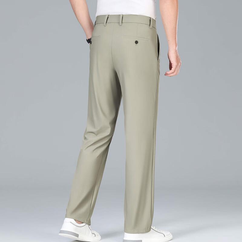 FXFS2055 Men's Wrinkle-Resistant Ice Silk Straight-Leg Casual Pants