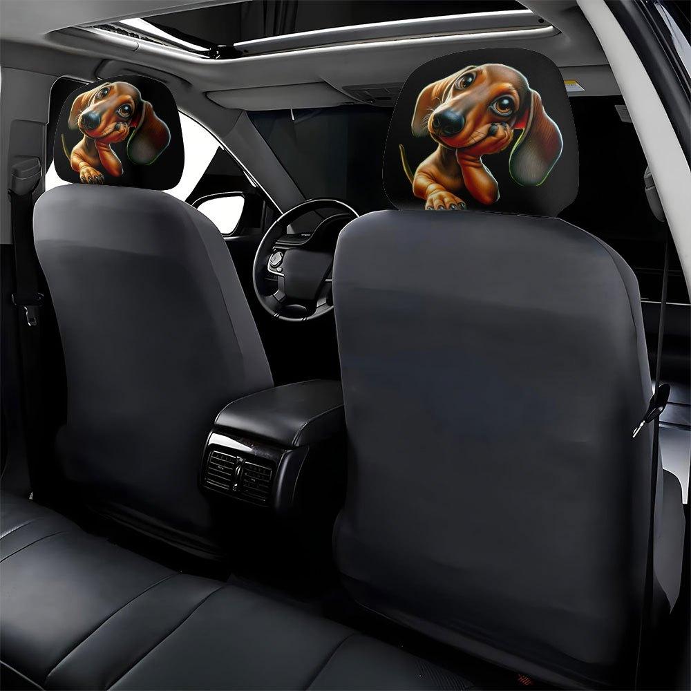 Cute Dachshund Print Headrest Covers, All-Weather Comfortable Use for Seat Protection with High  Design and No Filling