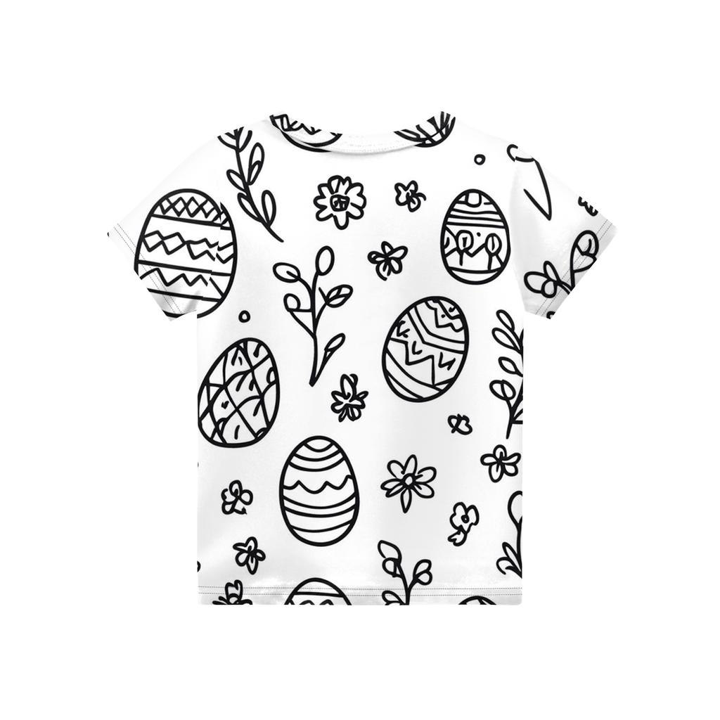 Children's Easter Printed Round Neck Short Sleeved Casual T-shirt