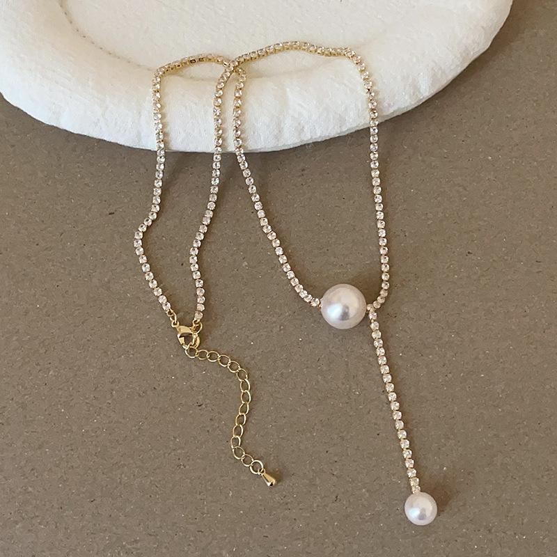 Zircon Pearl Pendant Necklace Temperament Luxury Clavicle Chain for Women