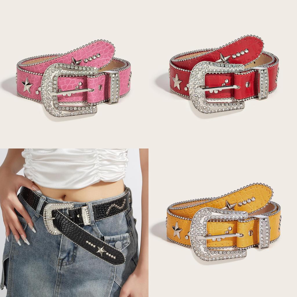 Punk-Stil Pu-Ledergürtel Mit Sternenkompass-Schnalle Für Lässige Jugendmode