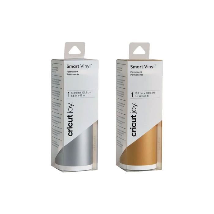 Vinile permanente - cricut - 2 rotoli - argento - bianco - 122 x 14 cm