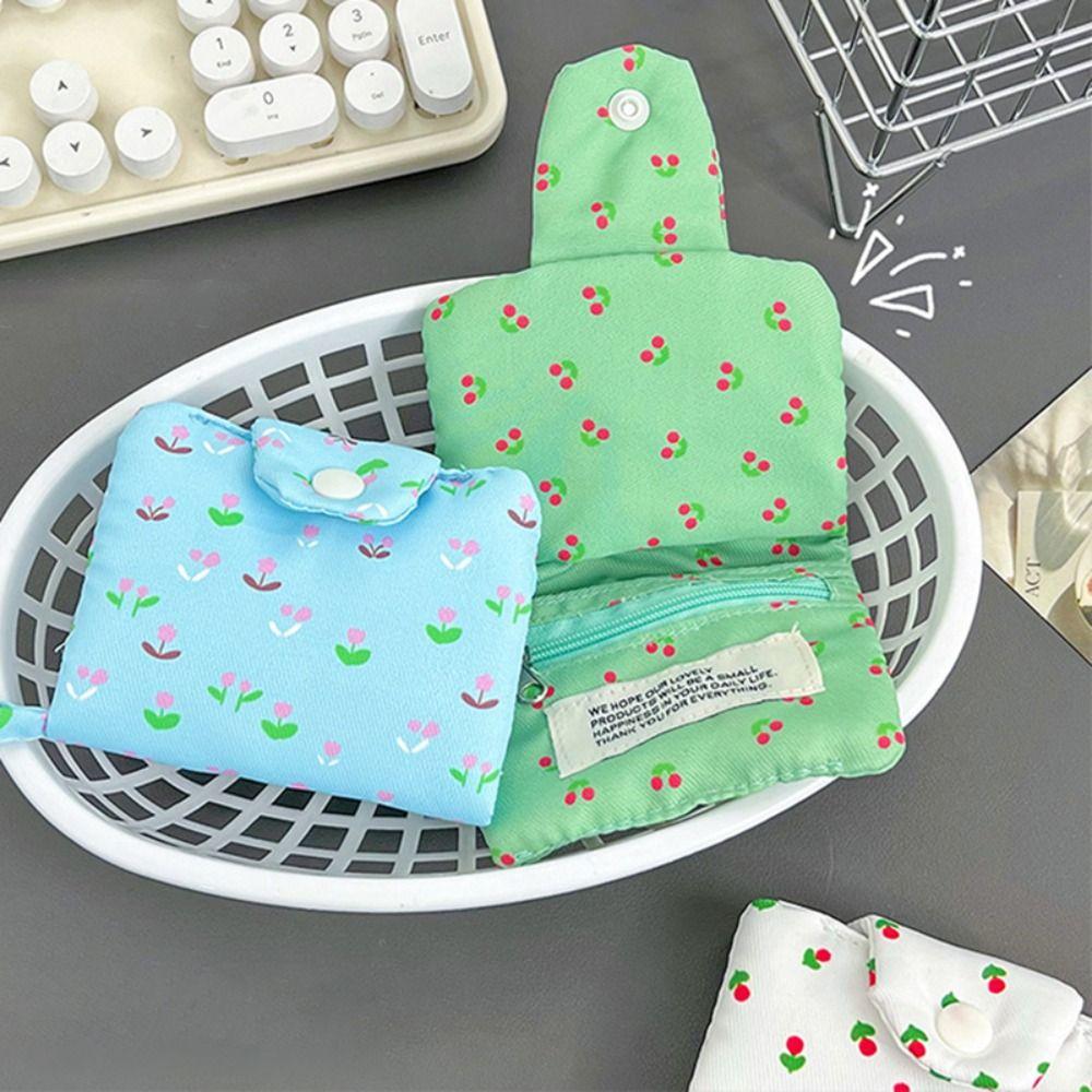 Simple Cloth Coin Purse Floral Print Portable Small Wallet Multilayer Card Holder