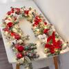 Encrypted Snowing PE Rattan Garland with Flocked Snow for Window & Wall Hanging