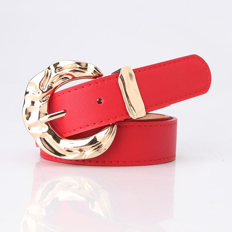 Women's Fashion Personalized Belt European and American Trend Simple Jeans Belt Big Head Metal Buckle Decorative Belt