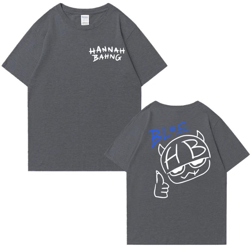 2026 New In Hannah Bahng Blue Double Sided Graphics T Shirt Men Women Harajuku Vintage Tops Unisex Cotton Short Sleeve T-shirts