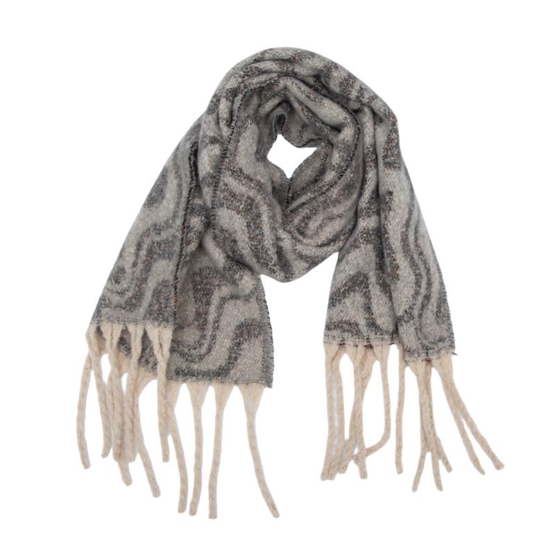 Women Winter Retro Knitted Long Scarf Headscarf Ladies Casual Striped Tassel Warm Scarve Mujer Foulard Thick Wrap Shawl  New