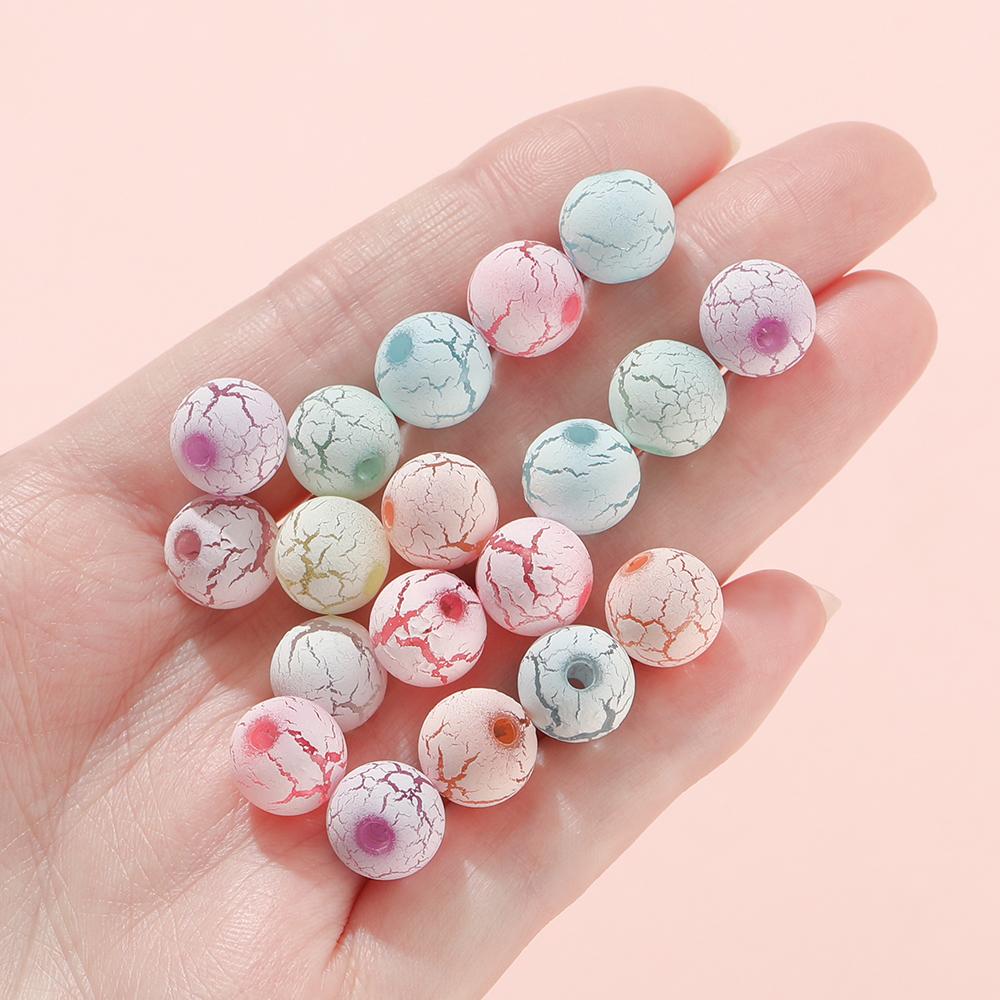 30/50pcs 8/10mm Round Color Cracked Acrylic Beads for Jewelry Making Multicolor Large Hole Loose Beads DIY Bracelet Necklace
