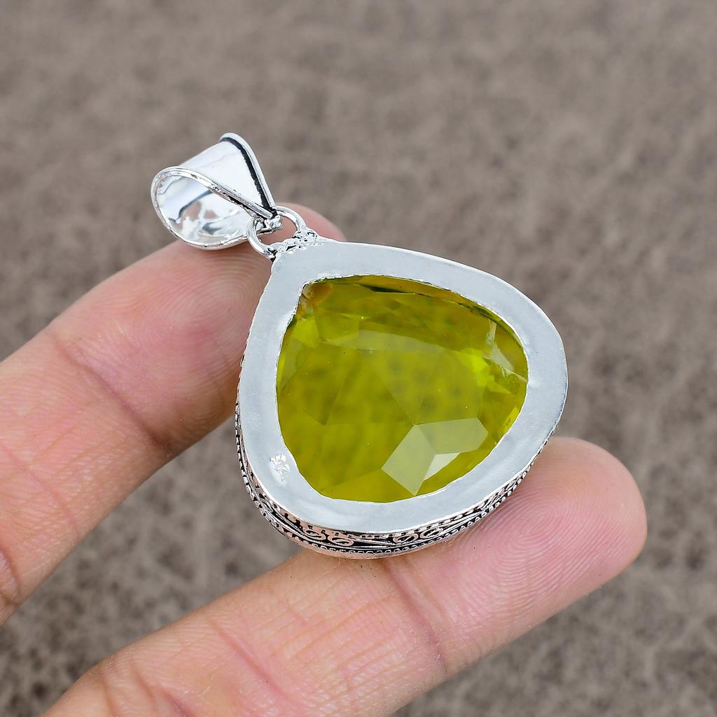 Peridot Gemstone Handmade 925 Sterling Silver Jewelry Pendant 1.89" KKG-34