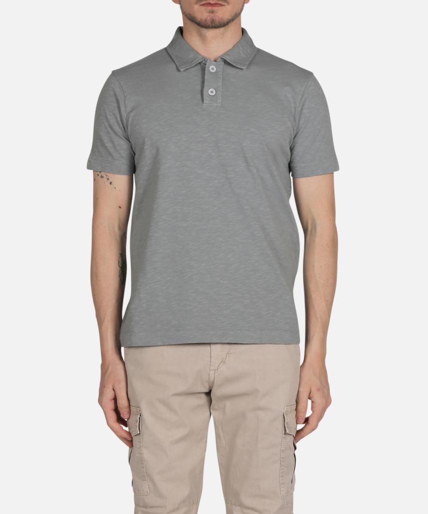PANICALE Grey Slub Cotton Casual Polo Shirt