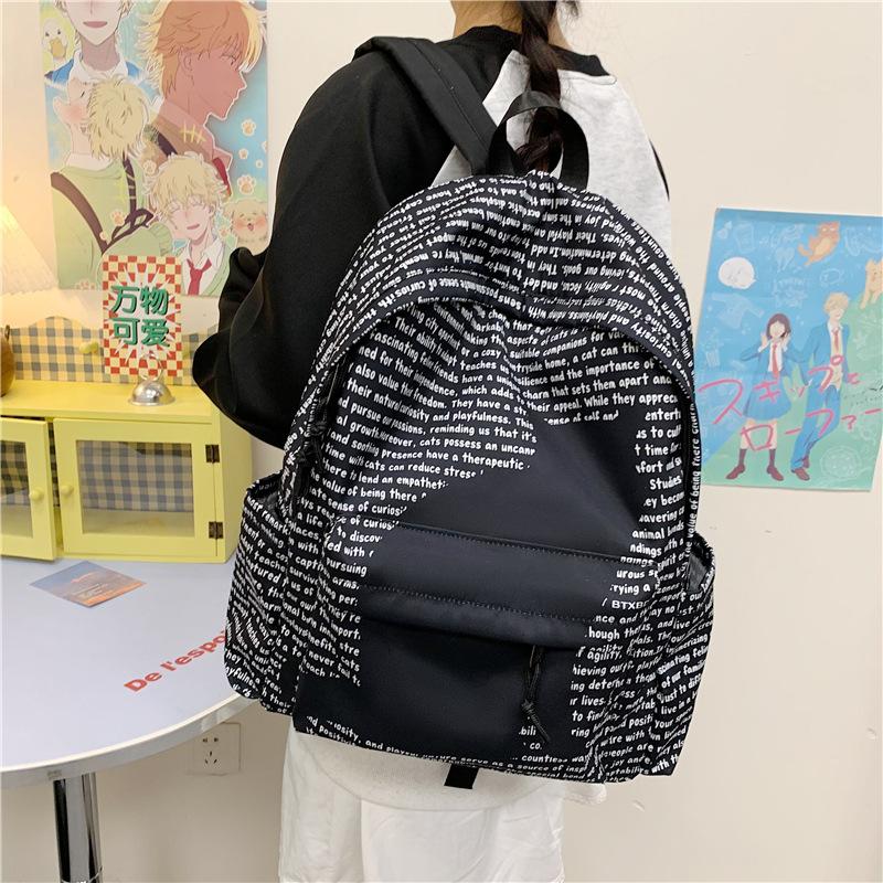 ins College Style Large Capacity School Bag Female Versatile College Student Junior High School Student Personality Kitten Printed Backpack Female