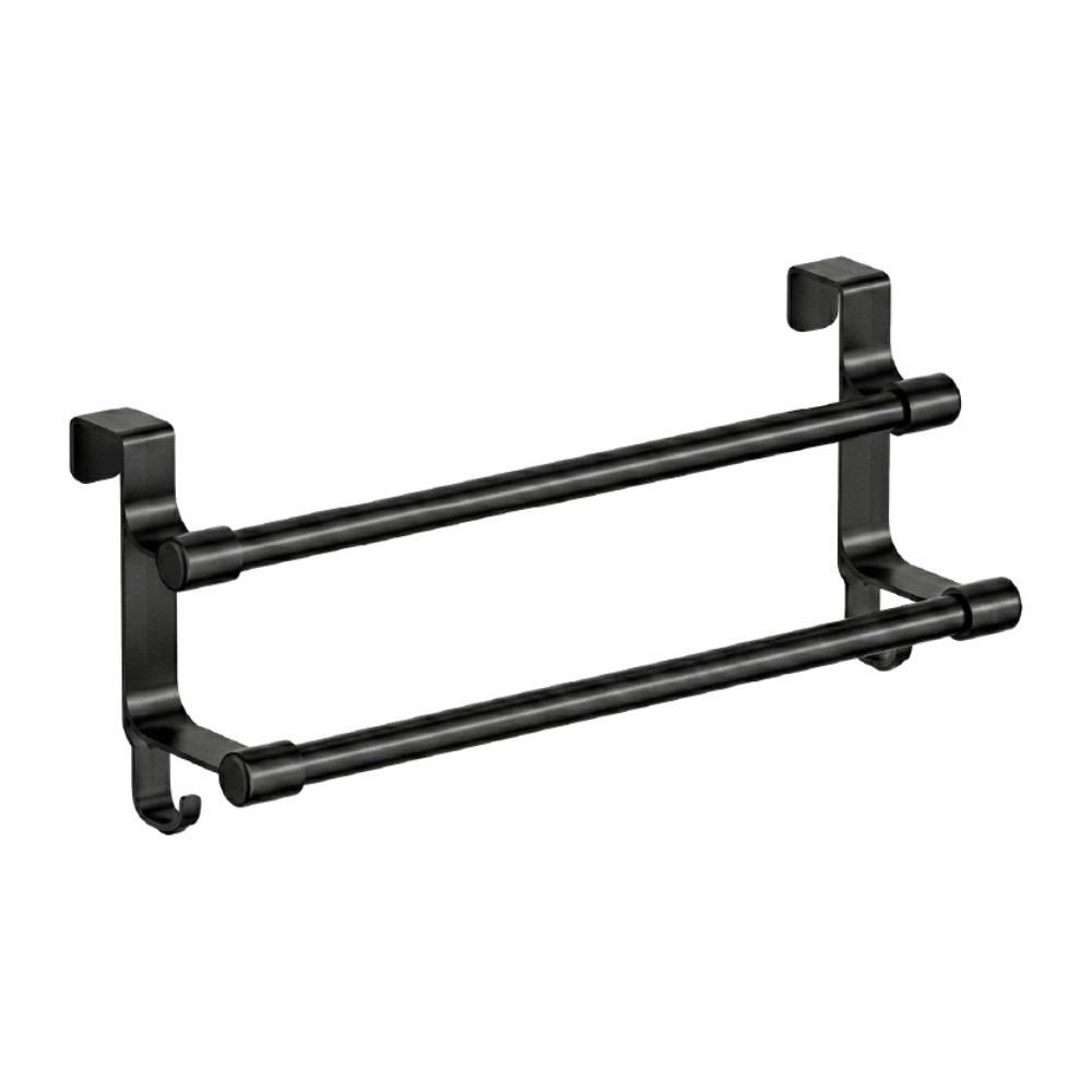 Space-Saving Double Rod Towel Rack Punch-Free Bath Towel Organizer Toilet Storage